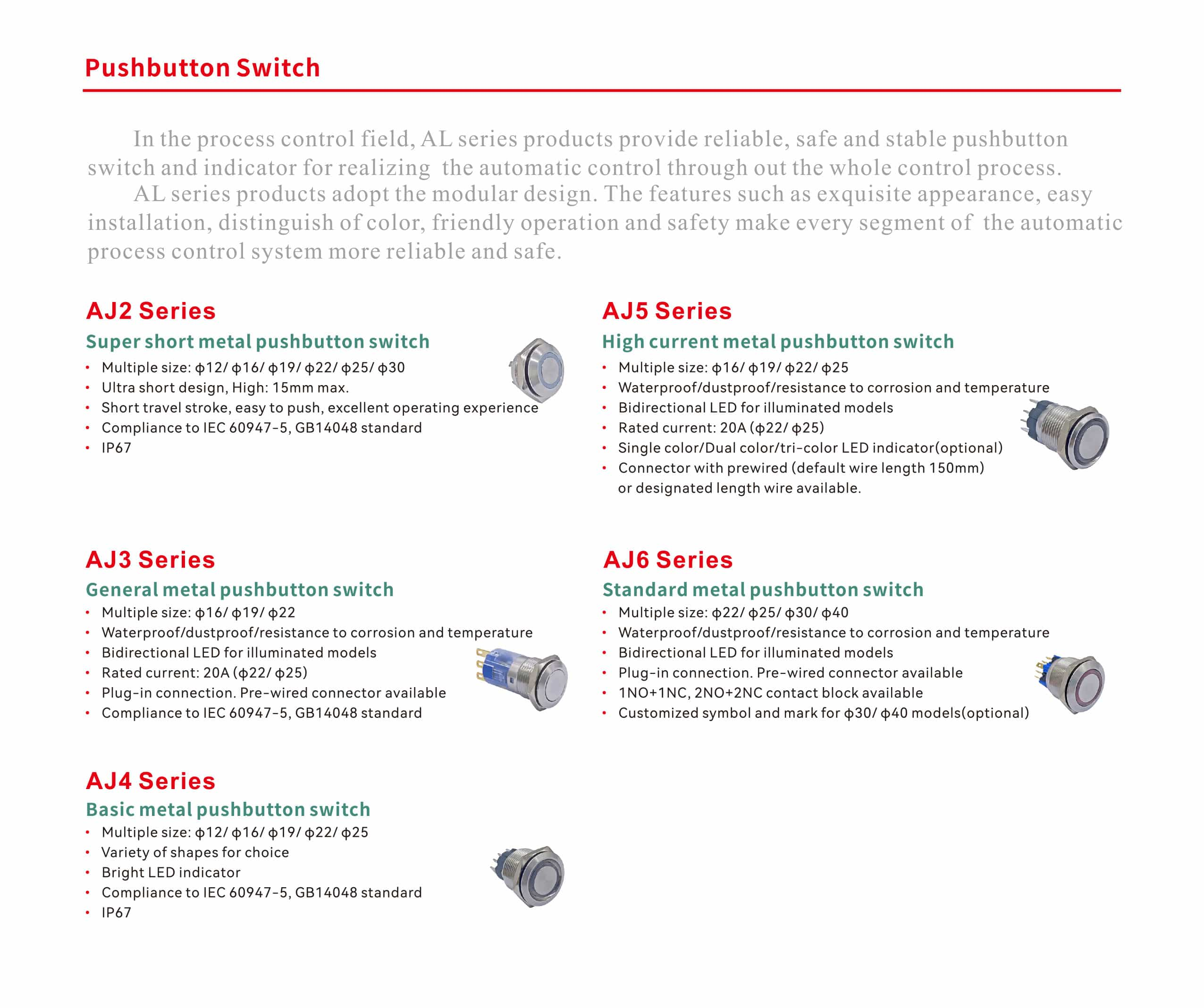 AJ2 Series Ultra short metal button switch